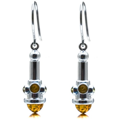 Certified Genuine Multicolor Amber and Sterling Silver Designer Earrings