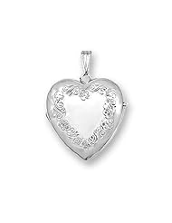 14K White Gold Heart Four Photo Locket 1 inch x 1 inch White Gold