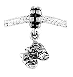419UFw7sN7L. SL160  Sterling Silver Comedy Tragedy Drama Mask Dangle Bead Charm