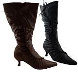 Ladies Womens Faux Leather Ruched Zip Boots Size UK 3-8