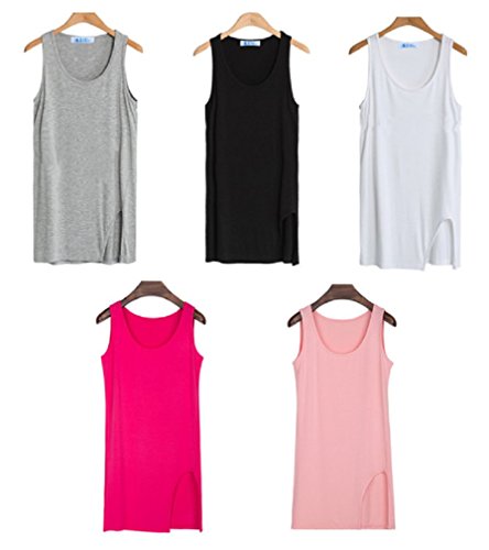 【ARINCO】 カジュアル ロング丈 サイド スリット タンクトップ レディース インナー 春 ライトピンク ピンク ホワイト ブラック グレー S M L XL XXL