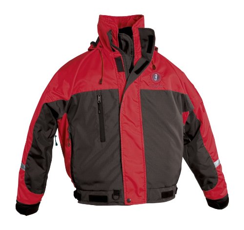 Mustang Survival Integrity Deluxe Flotation Bomber Jacket, Red/Carbon/Black, XXX-Large