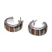Sterling Silver African Tiger Eye and Jasper Mutli-Stone Inlay Post Hoop Earrings by Sajen