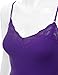 RT1004 Ladies Adjustable Spaghetti Strap Lace Trim Long Tunic Cami Tank Top D.Purple S