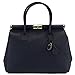 H & S HS 1205 AZ Minerva Made in Italy Leather Navy Structured Top Handle Bag
