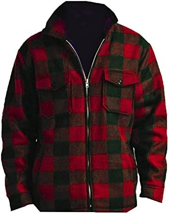 Woodland Trails Men's Heavy Warm Fleece Sherpa Lined Zip Up Buffalo Plaid Barn Jacket