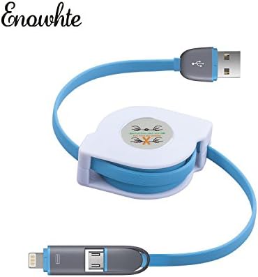 Enowhte 1pcs Retractable Dual USB to Micro USB and Lightning Adapter Charger Data Cable Lightning to USB Sync Charging Cable for Android Samsung S3/S4/S5/S6 iPhone 5/5s 6/6 plus Ipad(Blue)