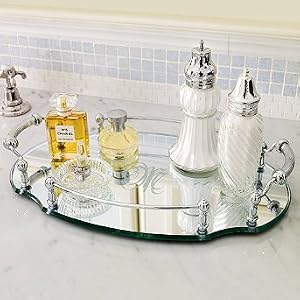 Belmont Personalized Oval Vanity Tray - Chrome - Frontgate