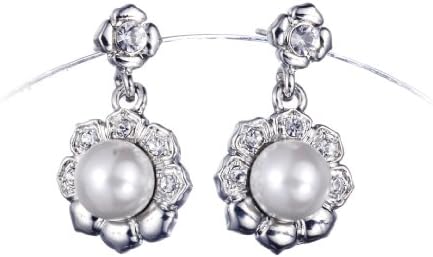 Loches Lynn Houseleek &amp; Pearl Fashion Earrings STELLUX Elements AUSTRIAN CRYSTALS (EP-23458)