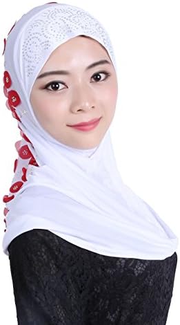 White Color Ready to Wear Instant Hijab with Applique