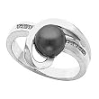 14K White Gold Akoya Cultured Pearl and Diamond Ring - 7.00mm