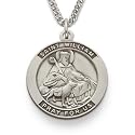 Sterling Silver 7/8" Round St. William, Patron of Adopted Children Medal on 24" Chain