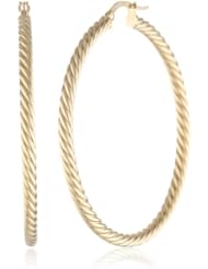 Italian 14k Gold 40mm Round Twisted Hoop Earrings