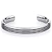 Triple Black Stripe Mens Titanium Cuff Bracelet