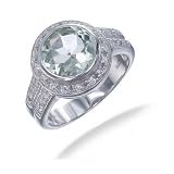 3 CT Bezel Set Green Amethyst Ring In Sterling Silver (Available in Sizes 5-9)