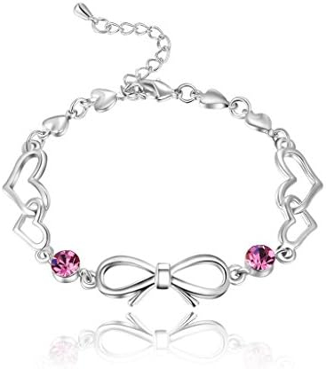 Old Rubin White Gold Plated Bracelet Swarovski Elements Crystal Butterfly Knot Heart Bracelet Bangle