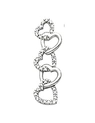 14K White Gold Diamond Five Linked Heart Pendant - 0.25 Ct. -- LIFETIME WARRANTY