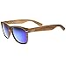 zeroUV Wood Printed Frame Wide Temple Square Colored Mirror Lens Horn Rimmed Sunglasses 58mm