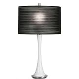 IMAGE OF Modern White Glass Table Lamp with Pleated Black Shade