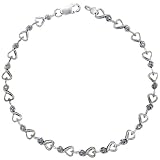 10k White Gold Cut Out Heart Diamond Tennis Bracelet w/ 0.05 Carat Brilliant Cut Diamonds, 5/32 in. (4mm) wide