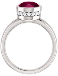 Platinum 10.00x8.00mm Oval Cut Rhodolite Garnet and Diamond Ring -- LIFETIME WARRANTY