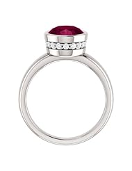 10K White Gold 10.00x8.00mm Oval Cut Rhodolite Garnet and Diamond Ring -- LIFETIME WARRANTY