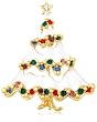 Image of White Enamel Christmas Tree Pin w/ Multi-Color Crystal Accent by Margot Townsend