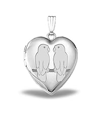 Sterling Silver "Sweetheart" Lovebirds Heart Locket 3/4 inch x 3/4 inch