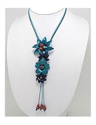 Deep Sky Blue Flower Cotton Necklace