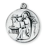 Sterling Silver Saint Luke Medal and 18-inch Chain