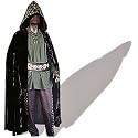Mittelalter-Cape mit Kapuze, Samt, schwarz, Größen S - XL