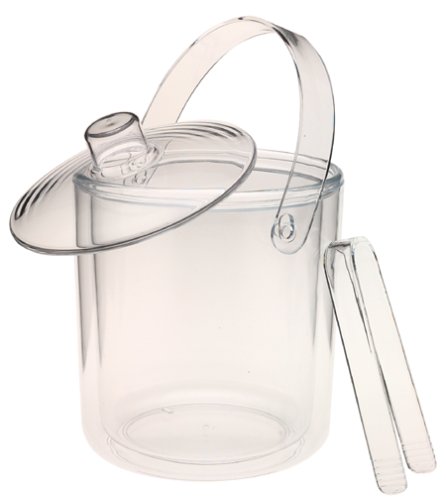 US Acrylic Round Double Layer Insulated Ice Bucket with Tongs