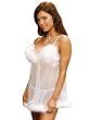White Marabou BablyDoll With Matching gString Womens Sexy Lingerie