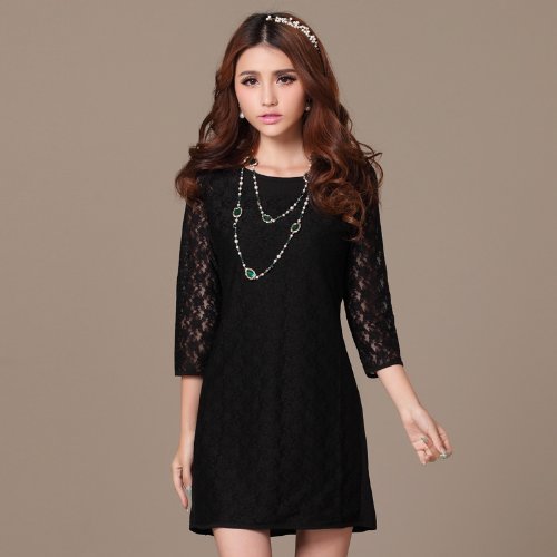 （アンフィニ） infini レースワンピース 黒 緑 LL 3L 4L 5L 大きいサイズ