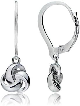 Sterling Silver Love Knot Dangle Leverback Earrings