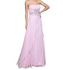 A-line Strapless Floor Length Applique Beaded Chiffon Evening Dress 