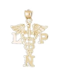 14K Yellow Gold Lpn Licensed Practical Nurse Pendant