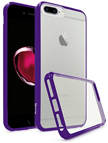 iPhone 7 Plus Case, Bastex Slim Fit Flexible Clear Transparent Rubber Back Cover Fused Purple Side Bumper Snap Case for Apple iPhone 7 Plus / 7 Pro