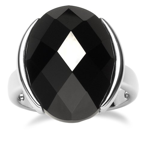Sterling Silver Faceted Black Onyx Ring