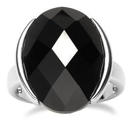 Sterling Silver Faceted Black Onyx Ring by Amazon.com Collection
