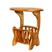 Handmade Furniture - 25" Round Acacia Wood Side / End Table With Built-In Magazine Rack