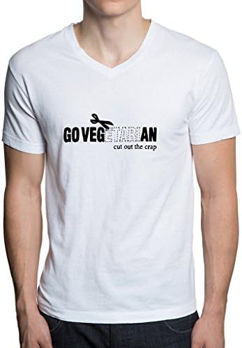 CNbluer Men's Tee Go Vegan -- Cut Out The Crap! Shirt White Size Medium