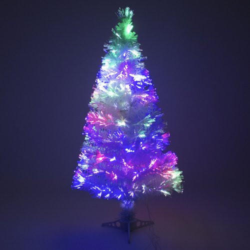 6ft White Artificial Fibre Optic Christmas Xmas Tree with White Multi