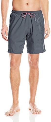BOSS HUGO BOSS Men's Orca Solid Swim Trunk, Charcoal/Pink, X-Large