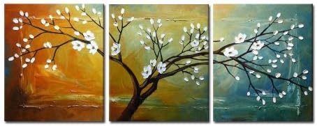 Zartsy Full Blossom Hand-Painted Modern Framed Floral Oil Paintings on Canvas Wall Art