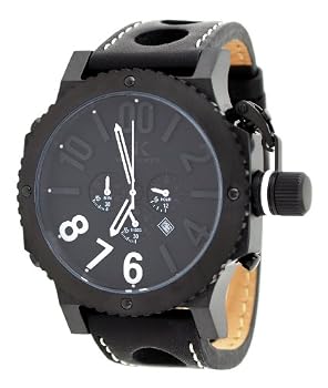 Adee Kaye #AK7220-MIP17 Men's Black IP Oversized Chronograph Watch
