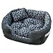 11054 Tierbett Grau Tatzenmotiv ca. 70x58x18cm mit Innenkissen + Schmusekissen + Pipi-Schutz-Unterlage