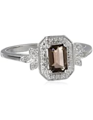 Sterling Silver Gemstone and White Diamond Ring