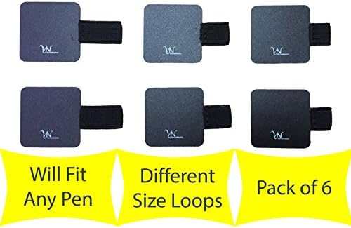 6 PACK - 3 SIZES Pen Loops to FIT ANY PEN SIZE - Never Lose your Pen Again, Apple Pencil or Stylus - SECURE HOLD: Strong Adhesive &amp; Durable - for Office or Home Use