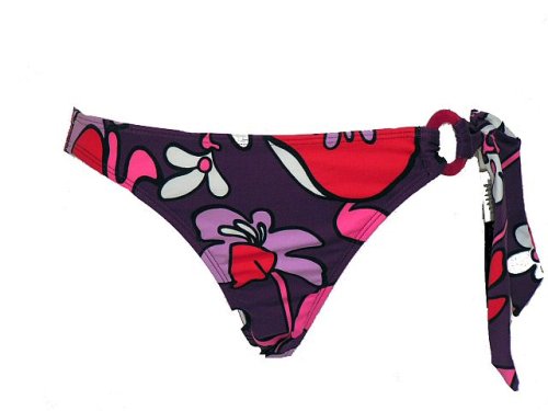 Rampage Mod Purple Print French-Bikini Bottoms W/Rings L